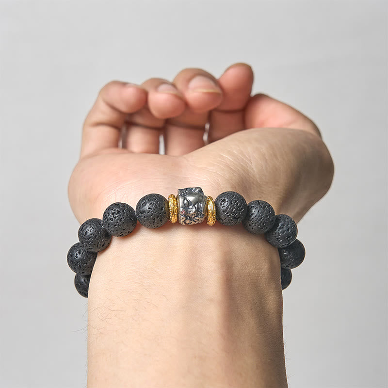 Buddha Stones Natural Lava Rock Buddha Face Support Bracelet - image 3