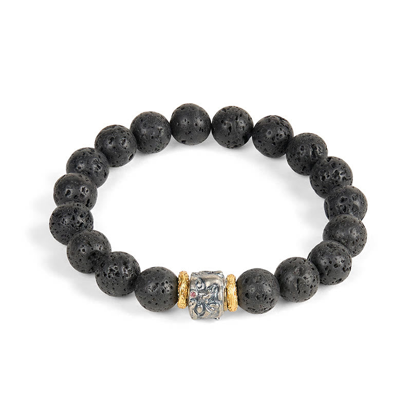 Buddha Stones Natural Lava Rock Buddha Face Support Bracelet - image 4