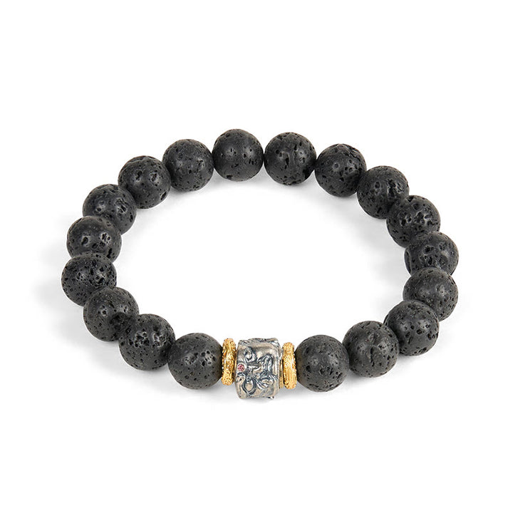 Buddha Stones Natural Lava Rock Buddha Face Support Bracelet - image 4