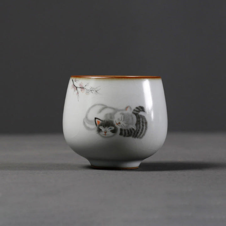 Buddha Stones Cute Cat Branches Teacup Kung Fu Tea Cup With Gift Box - image 8