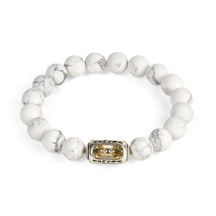 Buddha Stones Natural White Turquoise Bead Om Mani Padme Hum Blessing Bracelet - image 4