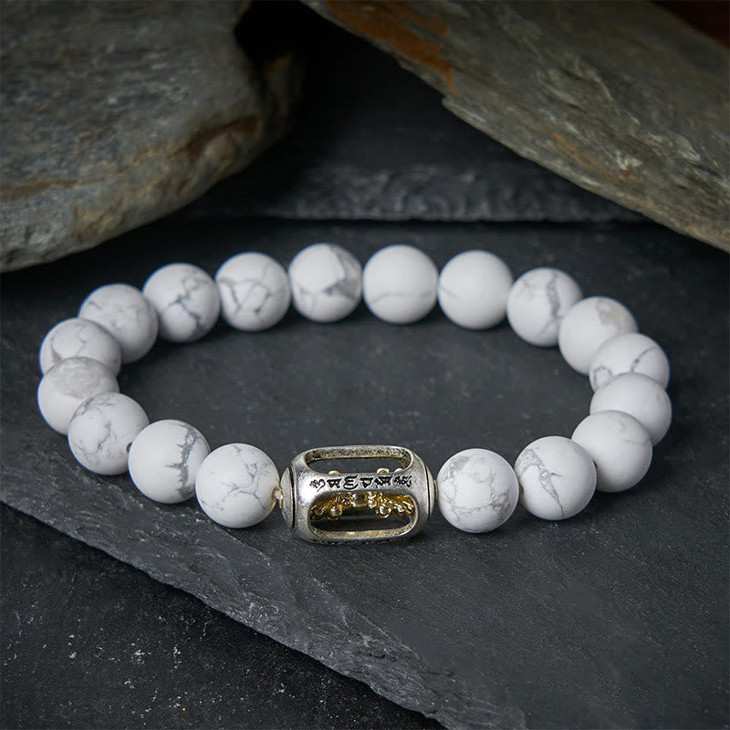 Buddha Stones Natural White Turquoise Bead Om Mani Padme Hum Blessing Bracelet - image 1