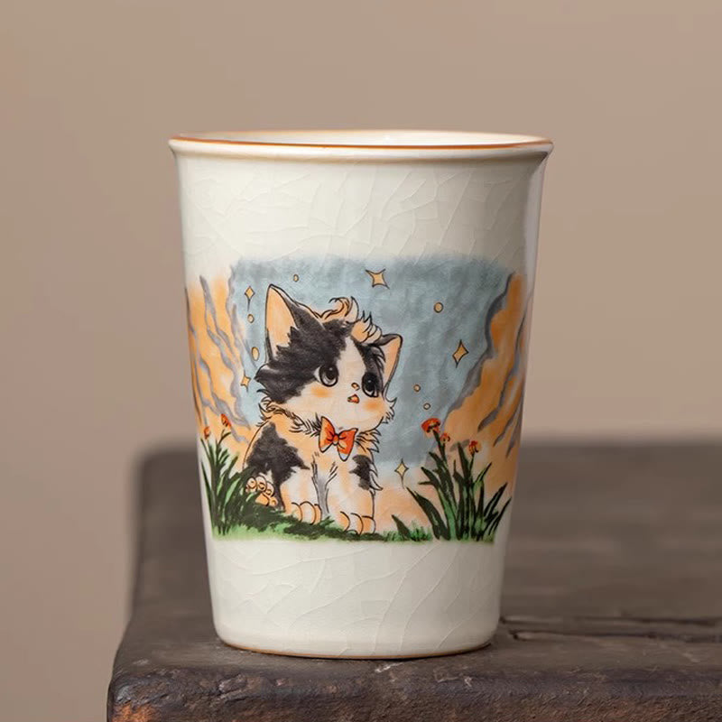 Buddha Stones Cute Bow Tie Cat Teacup Kung Fu Tea Cup - Cat 7.5cm*10.2cm*265ml - image 8