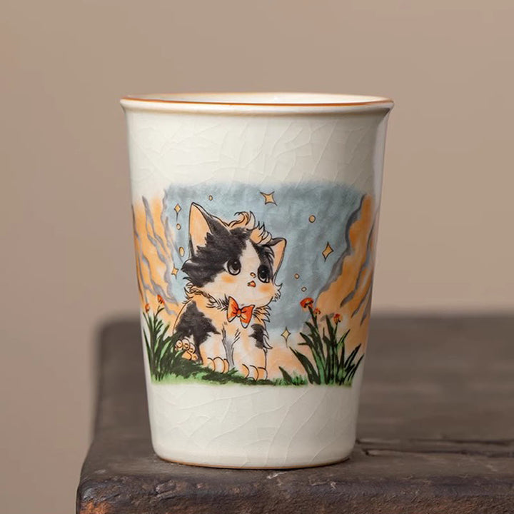 Buddha Stones Cute Bow Tie Cat Teacup Kung Fu Tea Cup - Cat 7.5cm*10.2cm*265ml - image 8