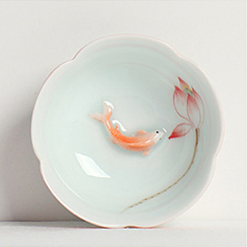 Buddha Stones Koi Fish Lotus Hand Teacup Kung Fu Tea Cup - image 1