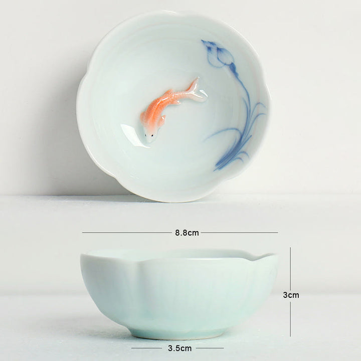 Buddha Stones Koi Fish Lotus Hand Teacup Kung Fu Tea Cup - image 6