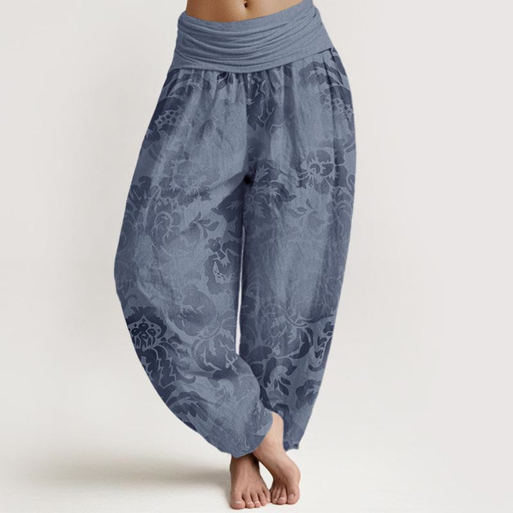 Buddha Stones Pure Cotton Casual Flower Leaves Design Women's Elastic Waist Harem Pants - SkyBlue - US22，UK/AU26，EU54 (6XL) - image 0