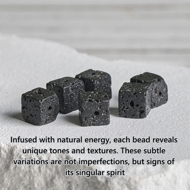FREE Today: Support and Fortune Natural Frosted Black Onyx Square Lava Rock Bracelet - image 8