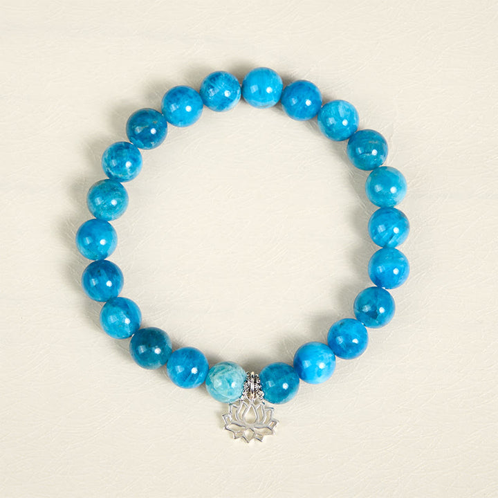 Buddha Stones 925 Sterling Silver Lotus Natural Apatite Creativity Bracelet - image 2