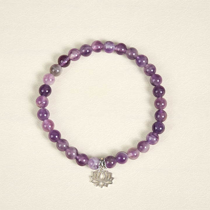 Buddha Stones 925 Sterling Silver Amethyst Lotus Design Natural Balance Bead Bracelet - image 12