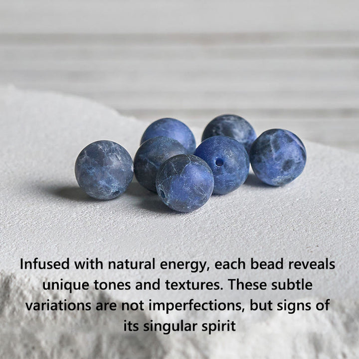 Buddha Stones 925 Sterling Silver Lotus Design Natural Sodalite Positive Beads Harmony Bracelet - image 5