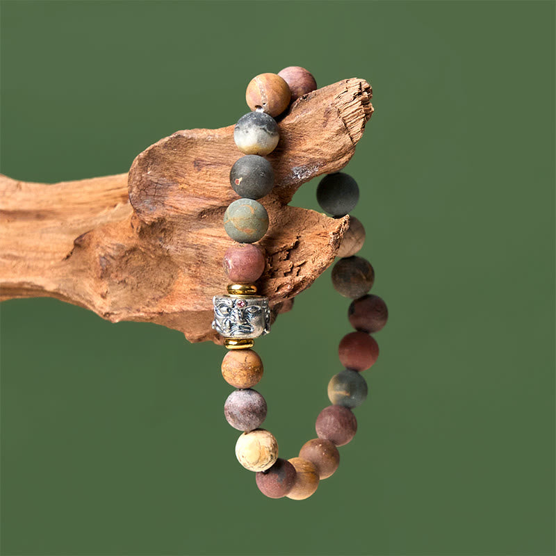 Buddha Stones Natural Picasso Jasper Buddha Face Energy Bracelet - image 3