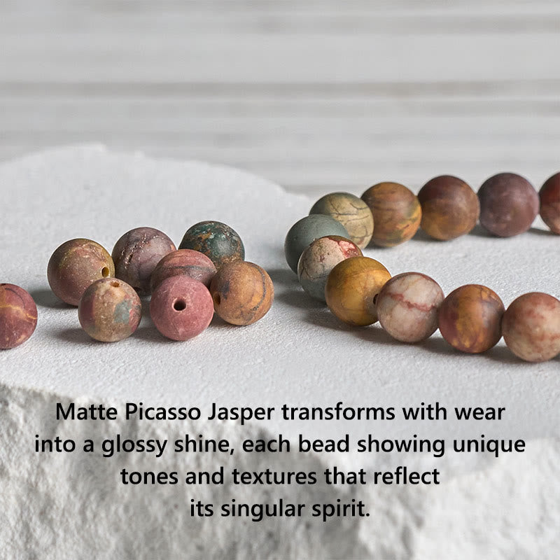Buddha Stones Natural Picasso Jasper Buddha Face Energy Bracelet - image 7