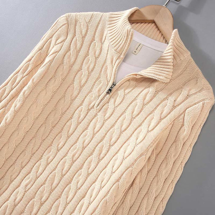 Buddha Stones Winter Textured High Neck Zipper Design Men's Long Sleeve Cotton Sweater - image 6