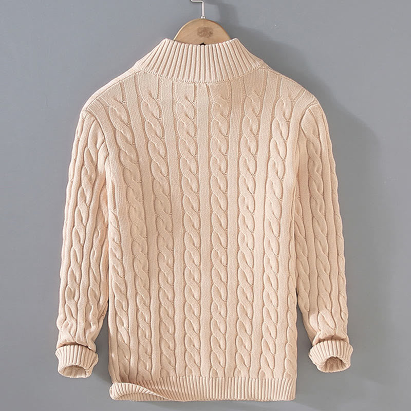 Buddha Stones Winter Textured High Neck Zipper Design Men's Long Sleeve Cotton Sweater - image 5