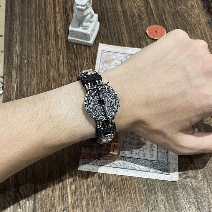 Buddha Stones Dragon Pixiu Mountain Ghosts Spend Money Luck Leather Watch Band Bracelet  - image 3