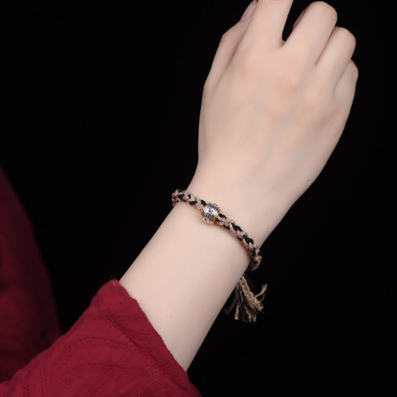Buddha Stones Tibet Om Mani Padme Hum Carved Zakiram Focus Rope Bracelet - image 6