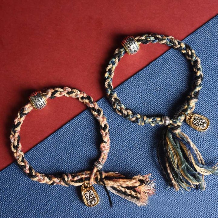 Buddha Stones Tibet Om Mani Padme Hum Carved Zakiram Focus Rope Bracelet - image 8