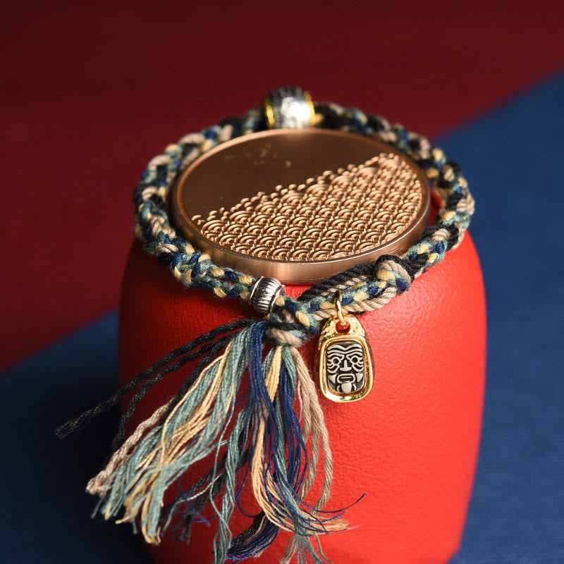 Buddha Stones Tibet Om Mani Padme Hum Carved Zakiram Focus Rope Bracelet - image 1