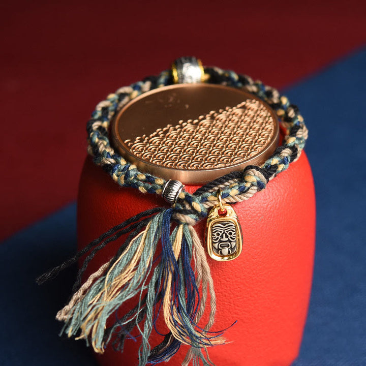 Buddha Stones Tibet Om Mani Padme Hum Carved Zakiram Focus Rope Bracelet - image 1