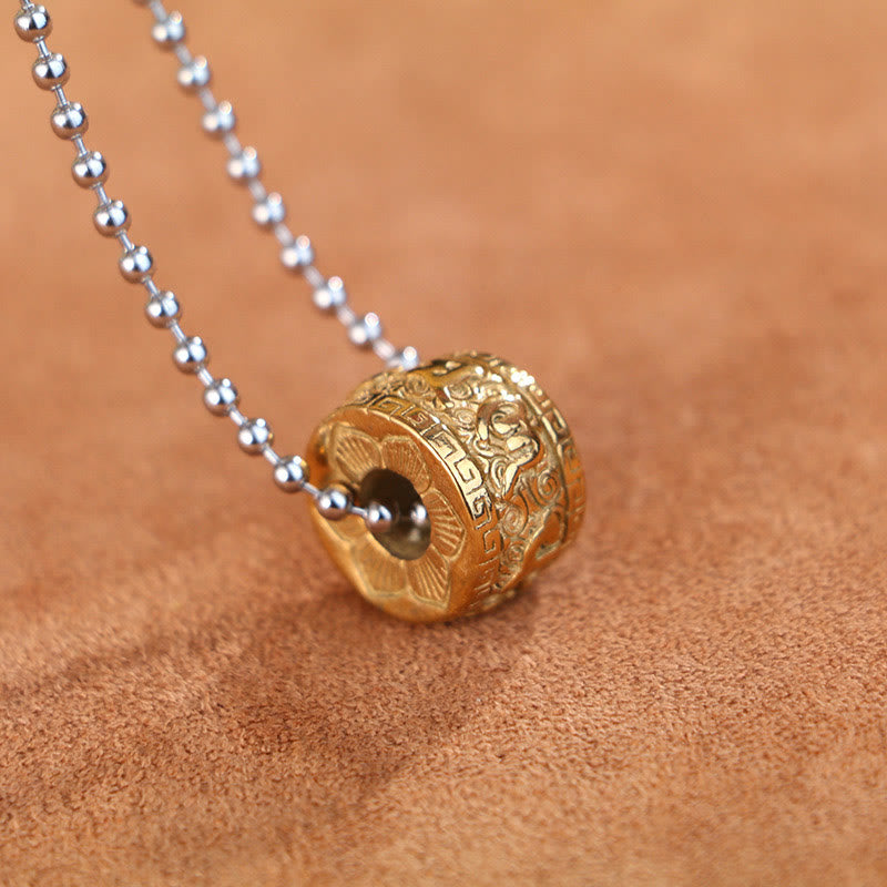 FREE Today: Creativity and Purity Om Mani Padme Hum Titanium Steel Rotatable Necklace Pendant - Golden Om Mani Padme Hum & Titanium Steel Chain - image 1