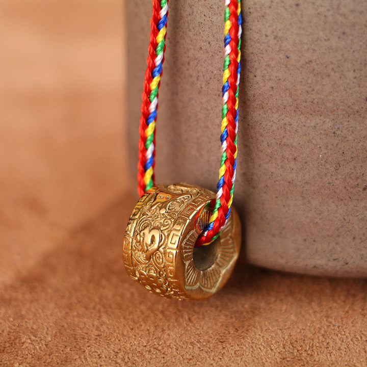 FREE Today: Creativity and Purity Om Mani Padme Hum Titanium Steel Rotatable Necklace Pendant - Golden Om Mani Padme Hum & Colored Rope - image 0