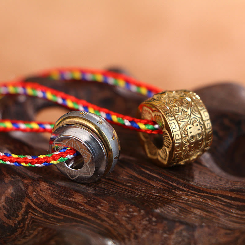 Buddha Stones Om Mani Padme Hum Titanium Steel Protection Rotatable Necklace Pendant - image 9