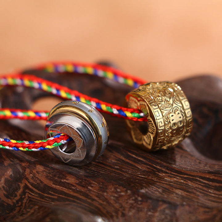 Buddha Stones Om Mani Padme Hum Titanium Steel Protection Rotatable Necklace Pendant - image 9