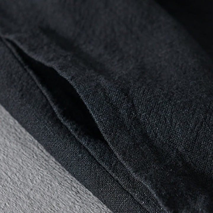 Buddha Stones Simple Long Sleeve Open Front Ramie Cotton Men's Shirts With Pockets - image 16