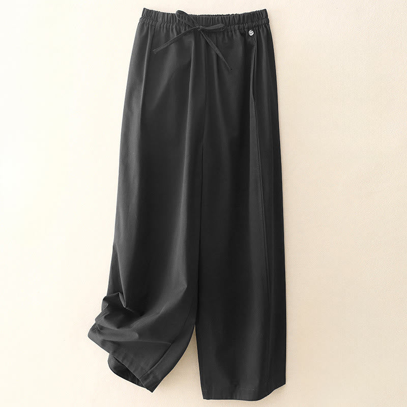 Buddha Stones Plain 7-8 Length Women's Harem Cotton Pants With Pockets - Black - US8-10，UK/AU12-14，EU40-42 (2XL) - image 13