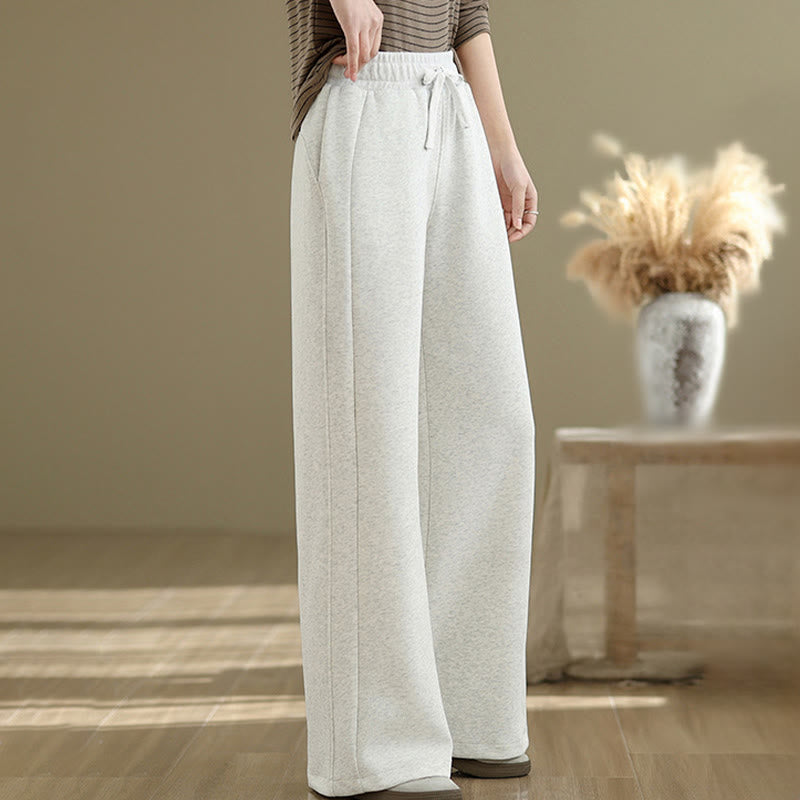 Buddha Stones Casual Plain Cotton Women's Wide Leg Pants With Pockets - image 3
