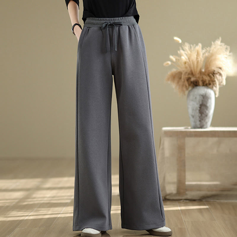 Buddha Stones Casual Plain Cotton Women's Wide Leg Pants With Pockets - image 20