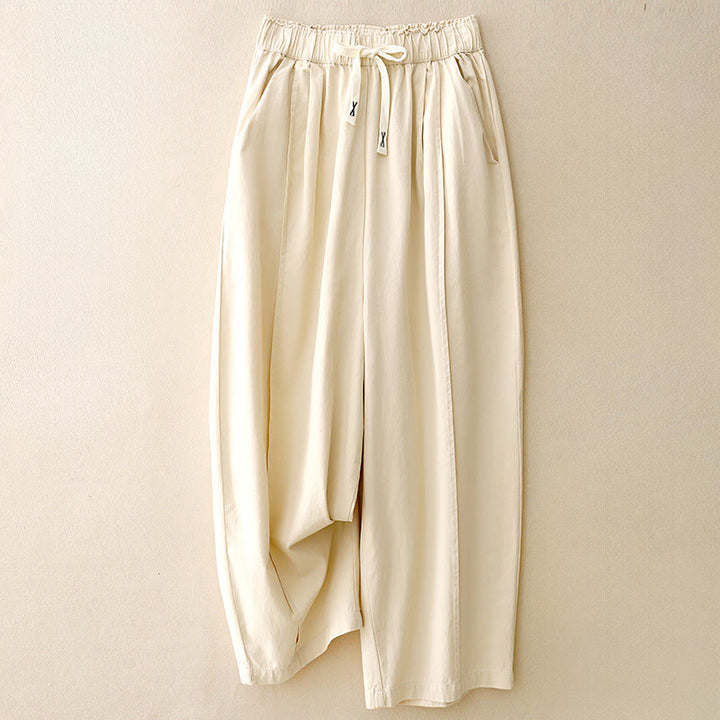 Buddha Stones Casual Rope Women's Cotton Polyester Pants With Pockets - AntiqueWhite - US8-10，UK/AU12-14，EU40-42 (2XL) - image 5