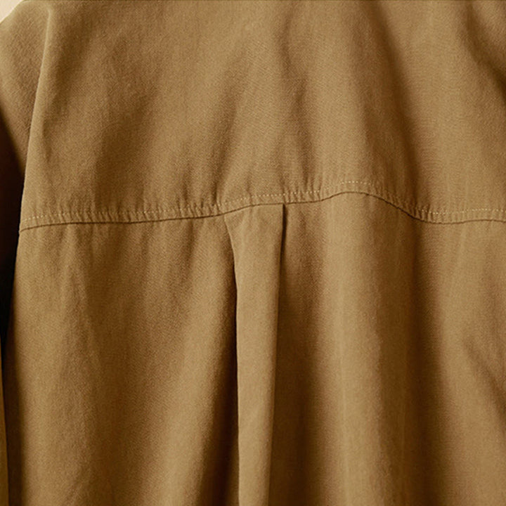 Buddha Stones Casual Buttons Design Women's Stand Collar Long Sleeve Cotton Shirt - image 14