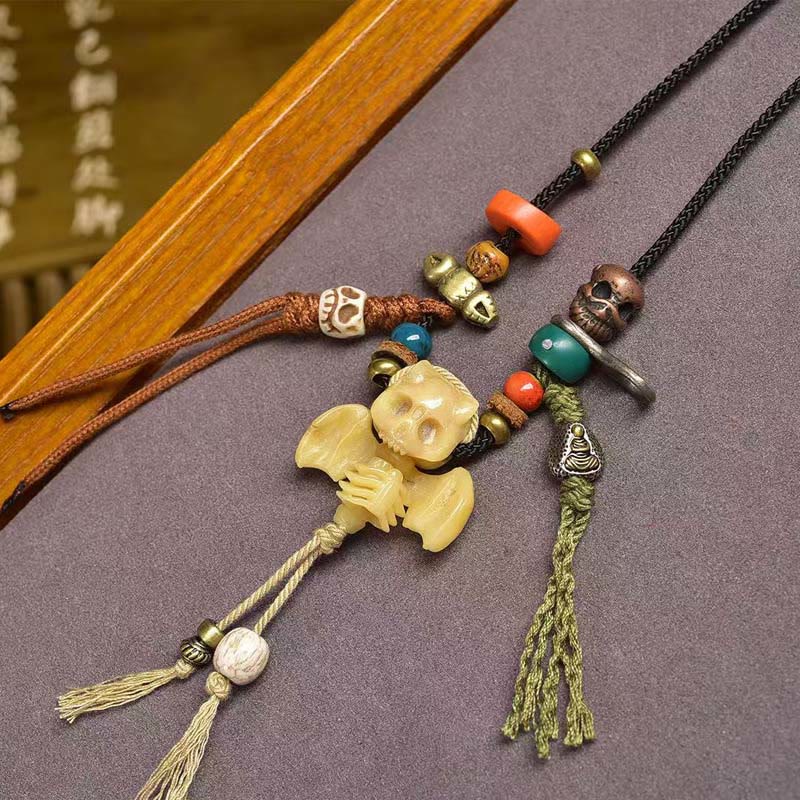 Buddha Stones Tibetan Skull The Lord of the Corpse Forest New Beginning Rope Necklace Pendant - image 7