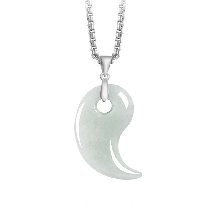 Buddha Stones 925 Sterling Silver Teardrop Design Jade Titanium Steel Chain Necklace Luck Pendant - Azure - Jade - image 7