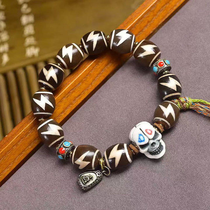 Buddha Stones Tibetan Lightning Treasure Vase Dzi Bead The Lord of the Corpse Forest Power Bracelet - image 1