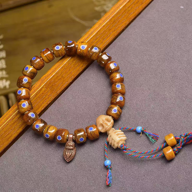 Buddha Stones Tibetan Bone Beads The Lord Of The Corpse Forest Keep Away Evil Spirits Bracelet - Skull Skeleton(Wrist Circumference: 16-17cm) - image 5