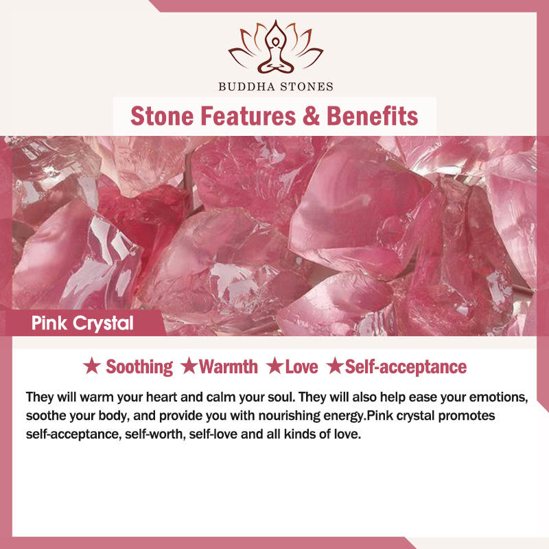 Buddha Stones Natural Buddha Symbol Pink Crystal Pearl Warmth Bracelet - image 8