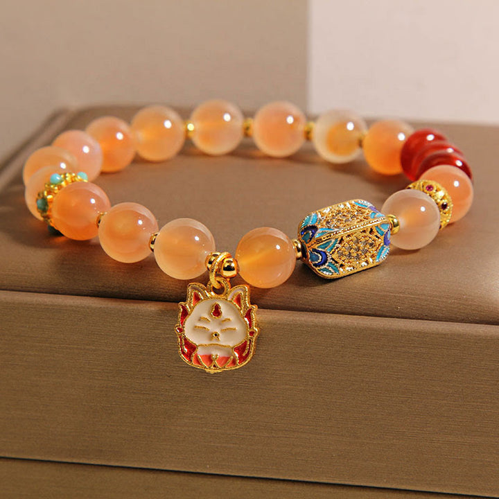 Buddha Stones Natural Nine Tailed Fox Orange Candy Agate Healing Bracelet - image 2