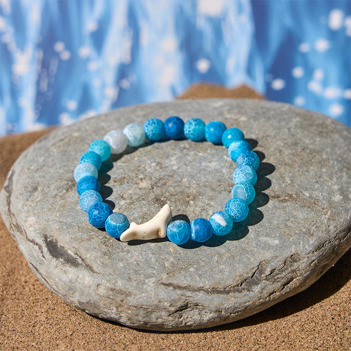 Buddha Stones Natural Stone Dolphin Crackle Agate Tourmaline Courage Bracelet - image 2