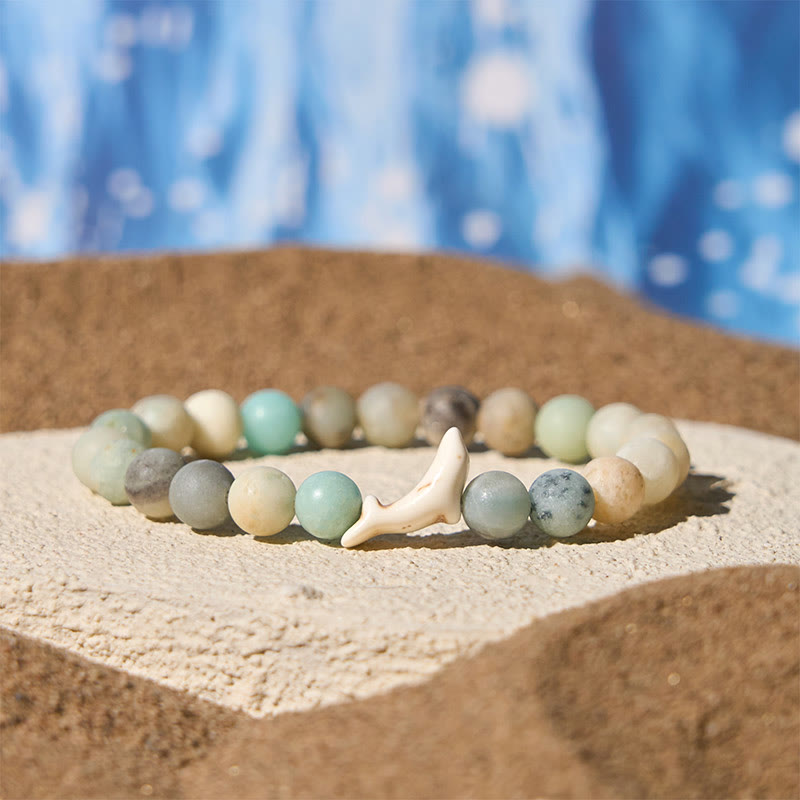 Buddha Stones Natural Stone Dolphin Crackle Agate Tourmaline Courage Bracelet - Amazonite(Wrist Circumference: 15-18cm) - image 14