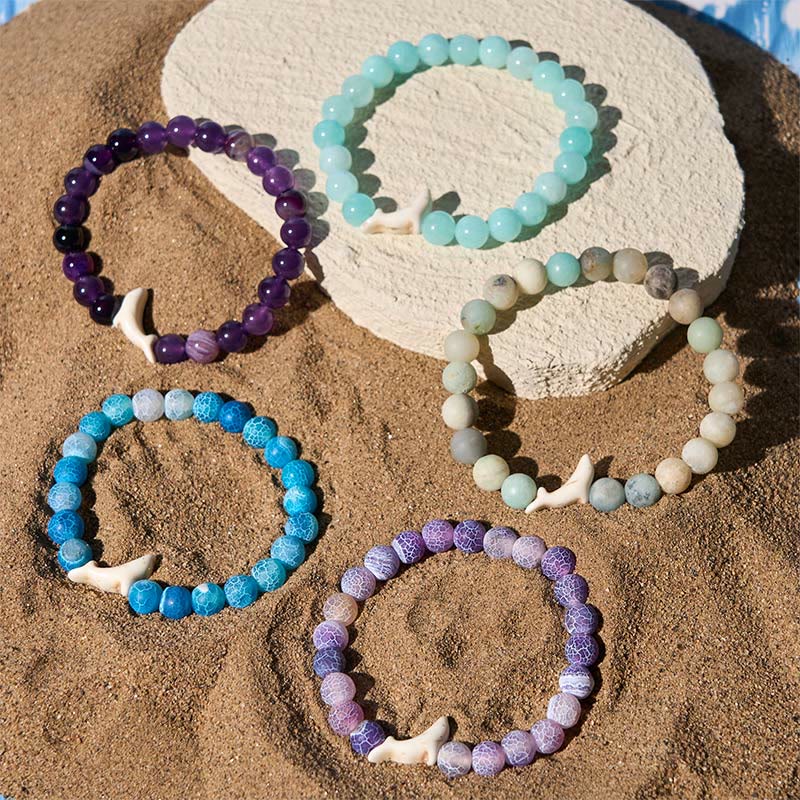 Buddha Stones Natural Stone Dolphin Crackle Agate Tourmaline Courage Bracelet - image 18