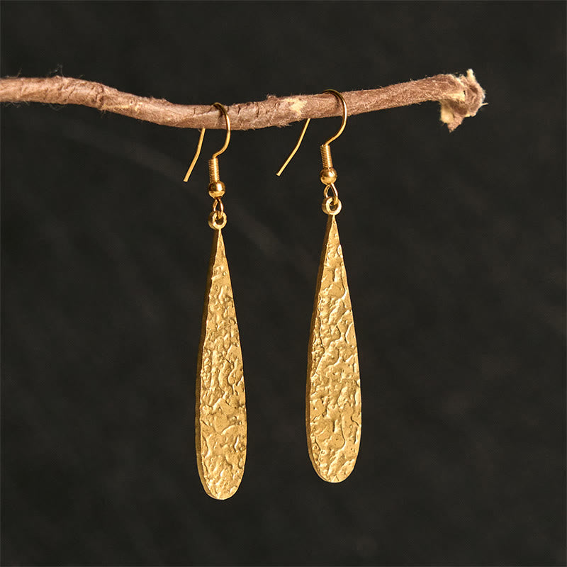 FREE Today: Balance and Calm Elegant Titanium Steel Hammer Marks Earrings - Golden Teardrop Shape(Titanium Steel Posts) - image 0