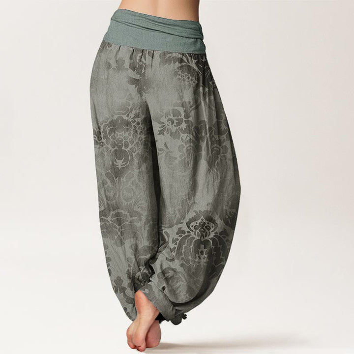 Buddha Stones Pure Cotton Casual Flower Leaves Design Women's Elastic Waist Harem Pants - image 9