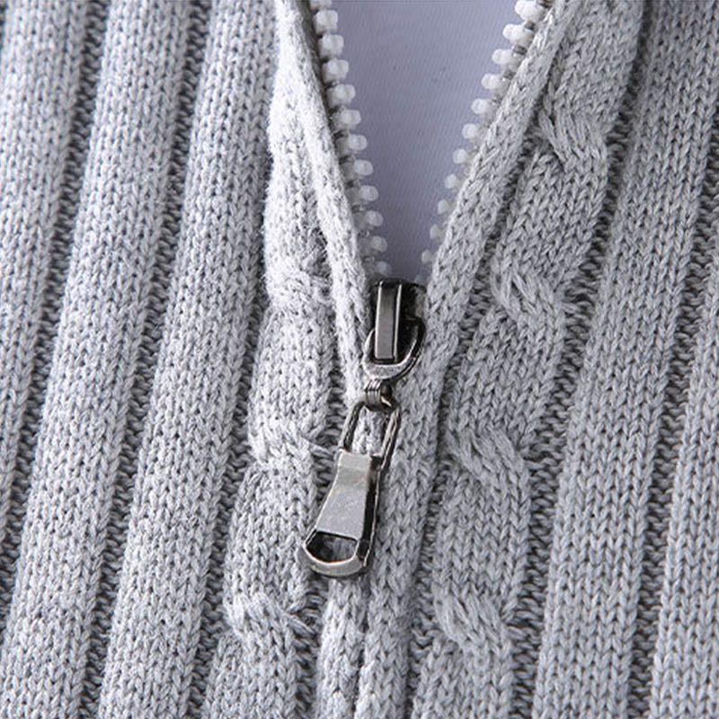 Buddha Stones Spring Plain Zipper Design Cotton Men's Long Sleeve Mock Neck Jacket - image 4