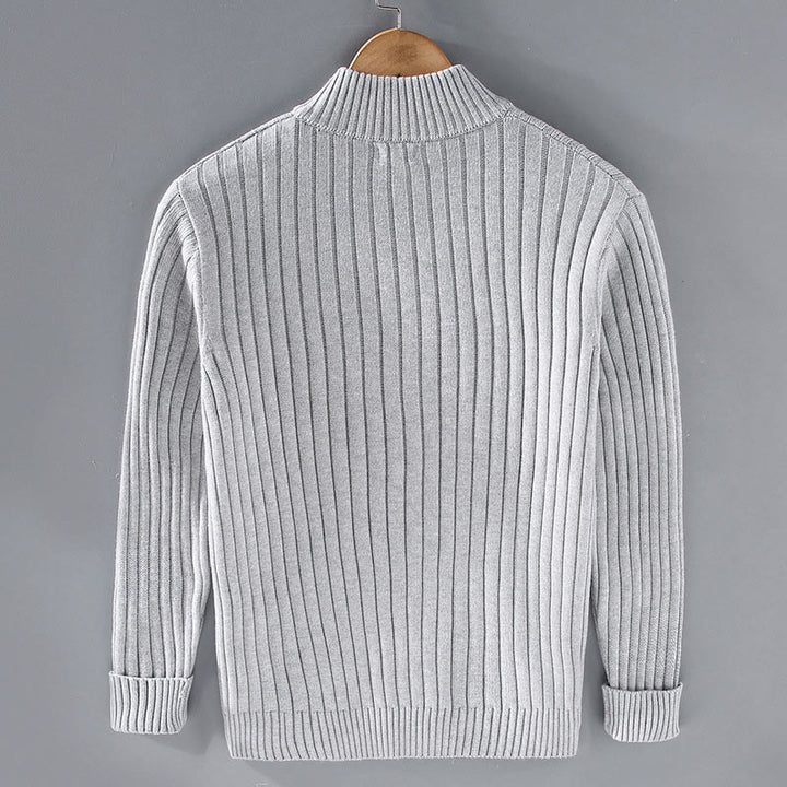 Buddha Stones Spring Plain Zipper Design Cotton Men's Long Sleeve Mock Neck Jacket - image 2