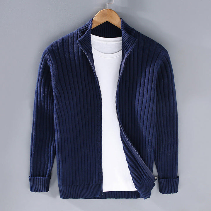 Buddha Stones Spring Plain Zipper Design Cotton Men's Long Sleeve Mock Neck Jacket - MidnightBlue - US/UK/AU42，EU52 (3XL) - image 11