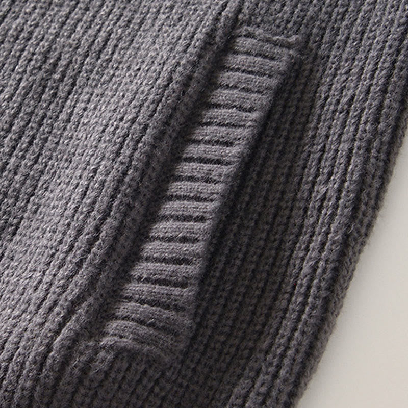 Buddha Stones Winter Solid Color Zipper Knit Cardigan Men's Long Sleeve Cotton Jacket With Pockets - image 10