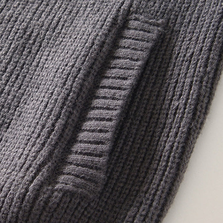 Buddha Stones Winter Solid Color Zipper Knit Cardigan Men's Long Sleeve Cotton Jacket With Pockets - image 10